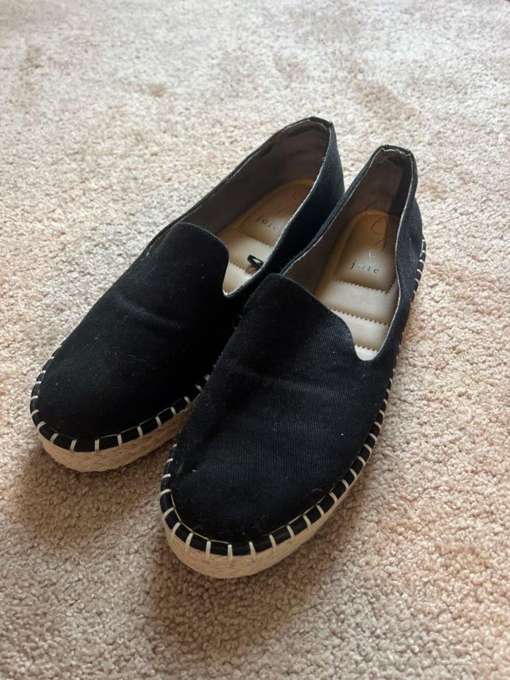 Joie Cara Canvas Espadrille Black Slip On Shoes Size 9